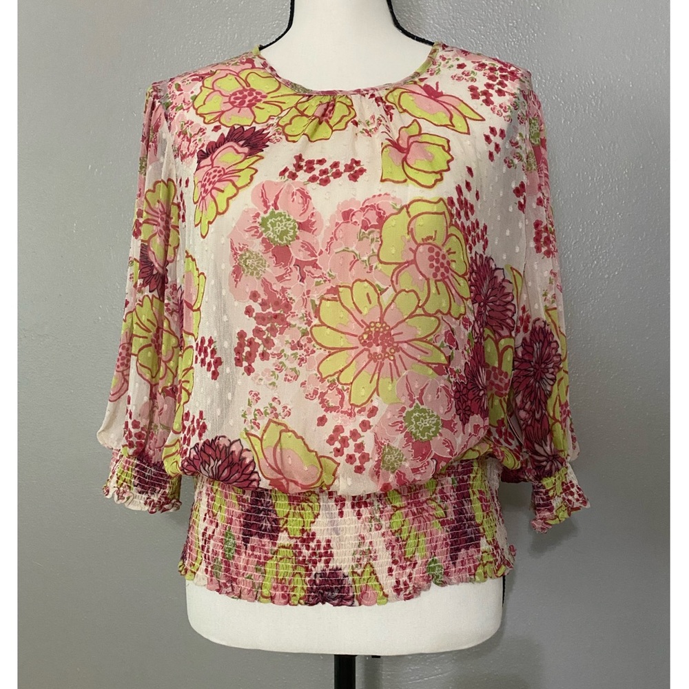 NWT - byTiMo Shirred Waist Sheer Top